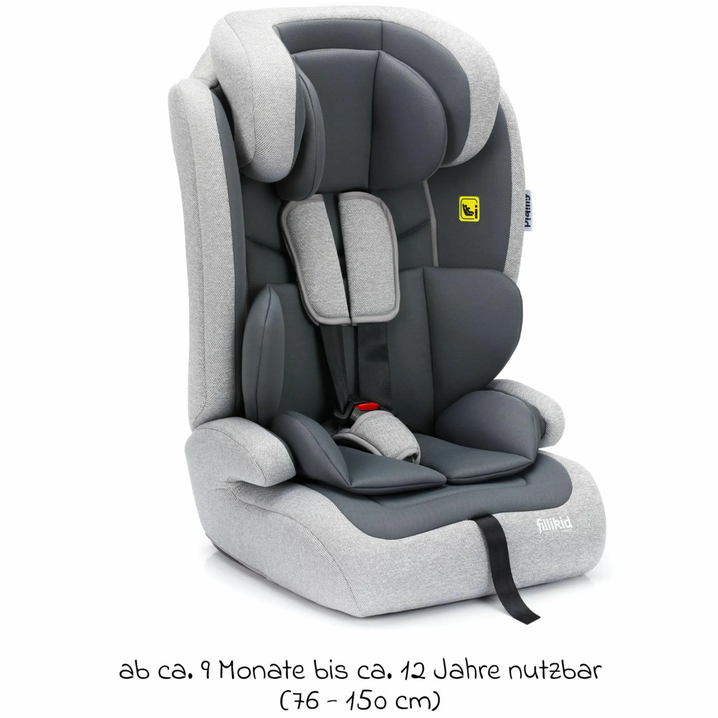 Kindersitz Oli i-Size 9 Monate - 12 Jahre (76 cm - 150 cm) inkl. Autositz-Tasche - Grau