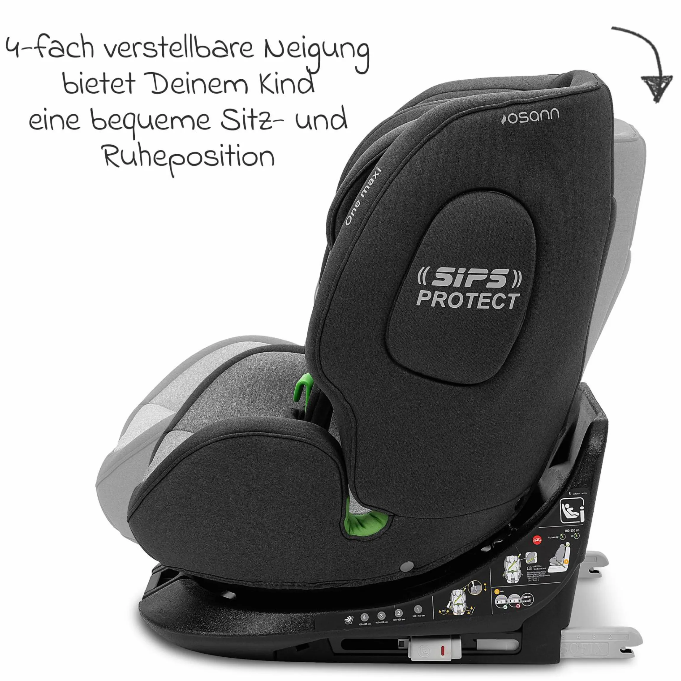 Kindersitz One maxi ab 3 Jahre - 12 Jahre (100 cm - 150 cm) drehbar bis 180° inkl. Isofix-Basis - Universe Grey - Kollektion 2025