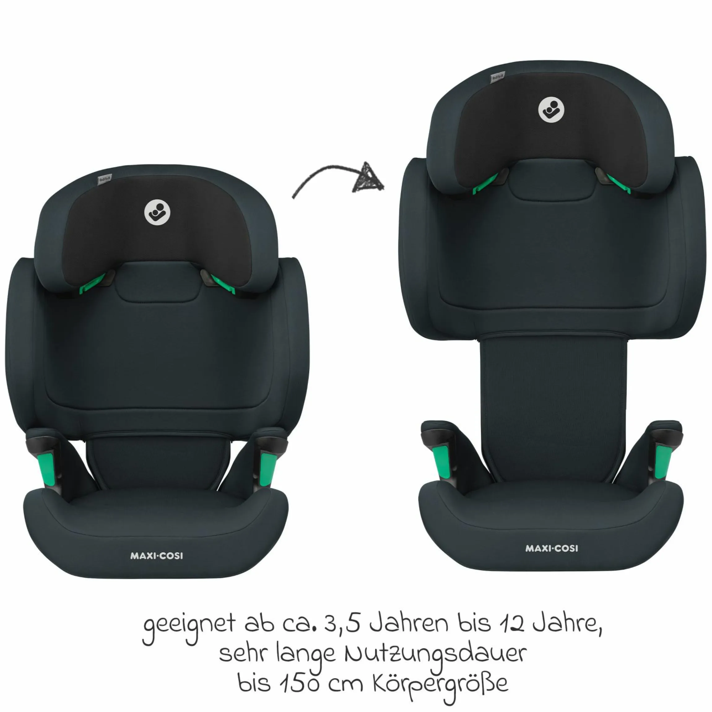 Kindersitz RodiFix M i-Size ab 3,5 Jahre - 12 Jahre (100 cm -150 cm (15-36 kg) mit G-Cell Seitenaufprallschutz & Isofix - Basic Grey - Kollektion 2025