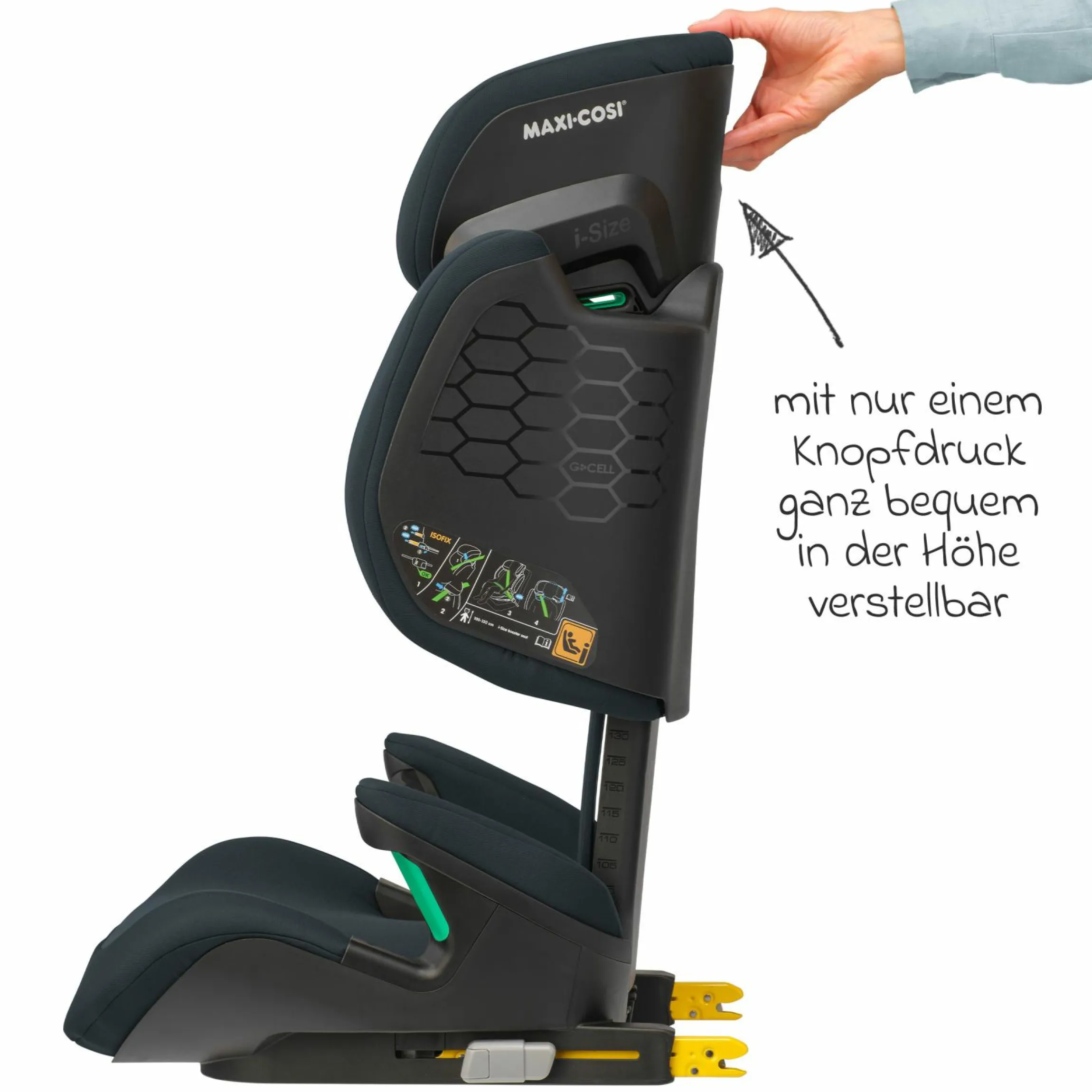 Kindersitz RodiFix M i-Size ab 3,5 Jahre - 12 Jahre (100 cm -150 cm (15-36 kg) mit G-Cell Seitenaufprallschutz & Isofix - Basic Grey - Kollektion 2025