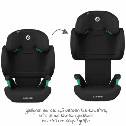 Kindersitz RodiFix M i-Size ab 3,5 Jahre - 12 Jahre (100 cm -150 cm (15-36 kg) mit G-Cell Seitenaufprallschutz & Isofix - Basic Black - Kollektion 2025