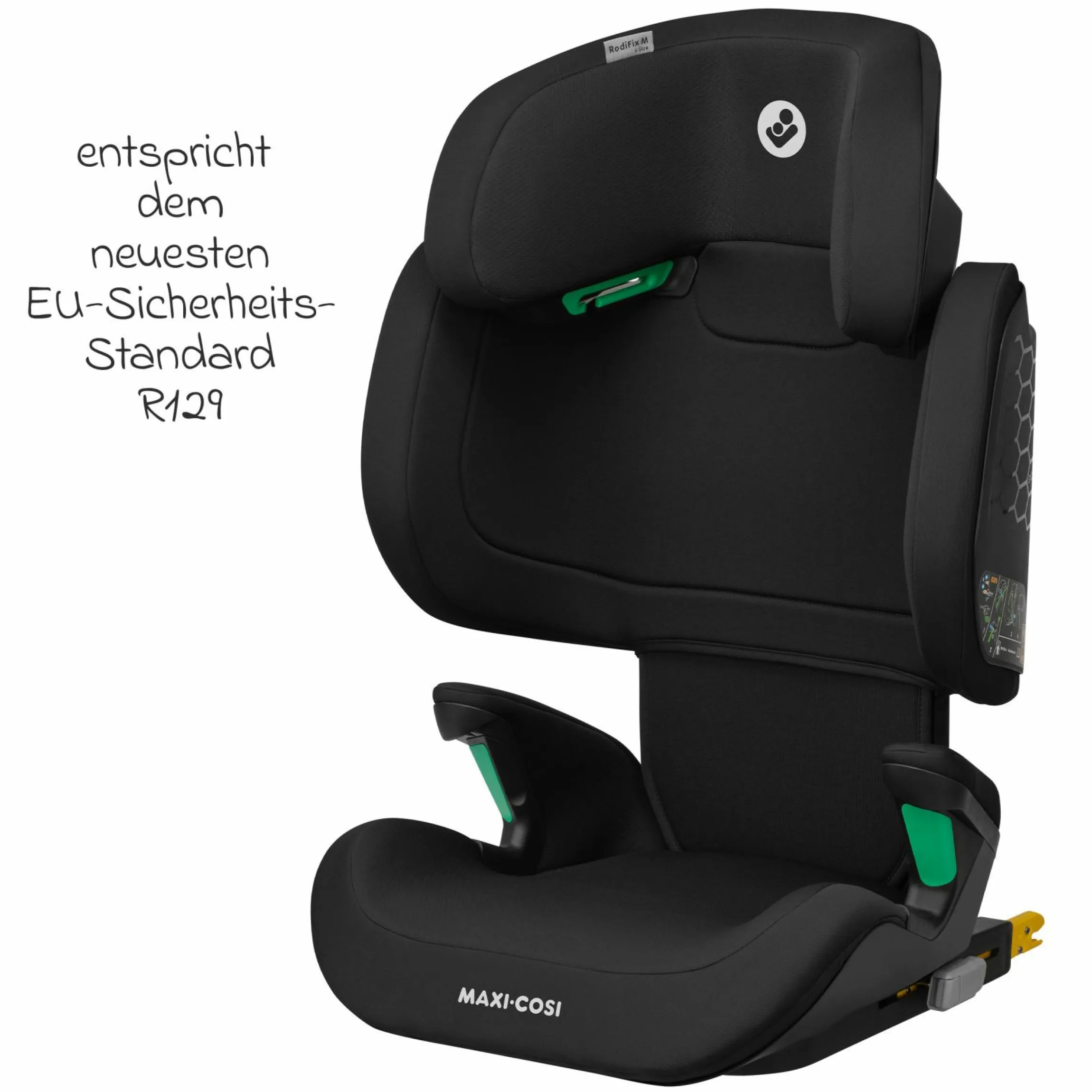 Kindersitz RodiFix M i-Size ab 3,5 Jahre - 12 Jahre (100 cm -150 cm (15-36 kg) mit G-Cell Seitenaufprallschutz & Isofix - Basic Black - Kollektion 2025