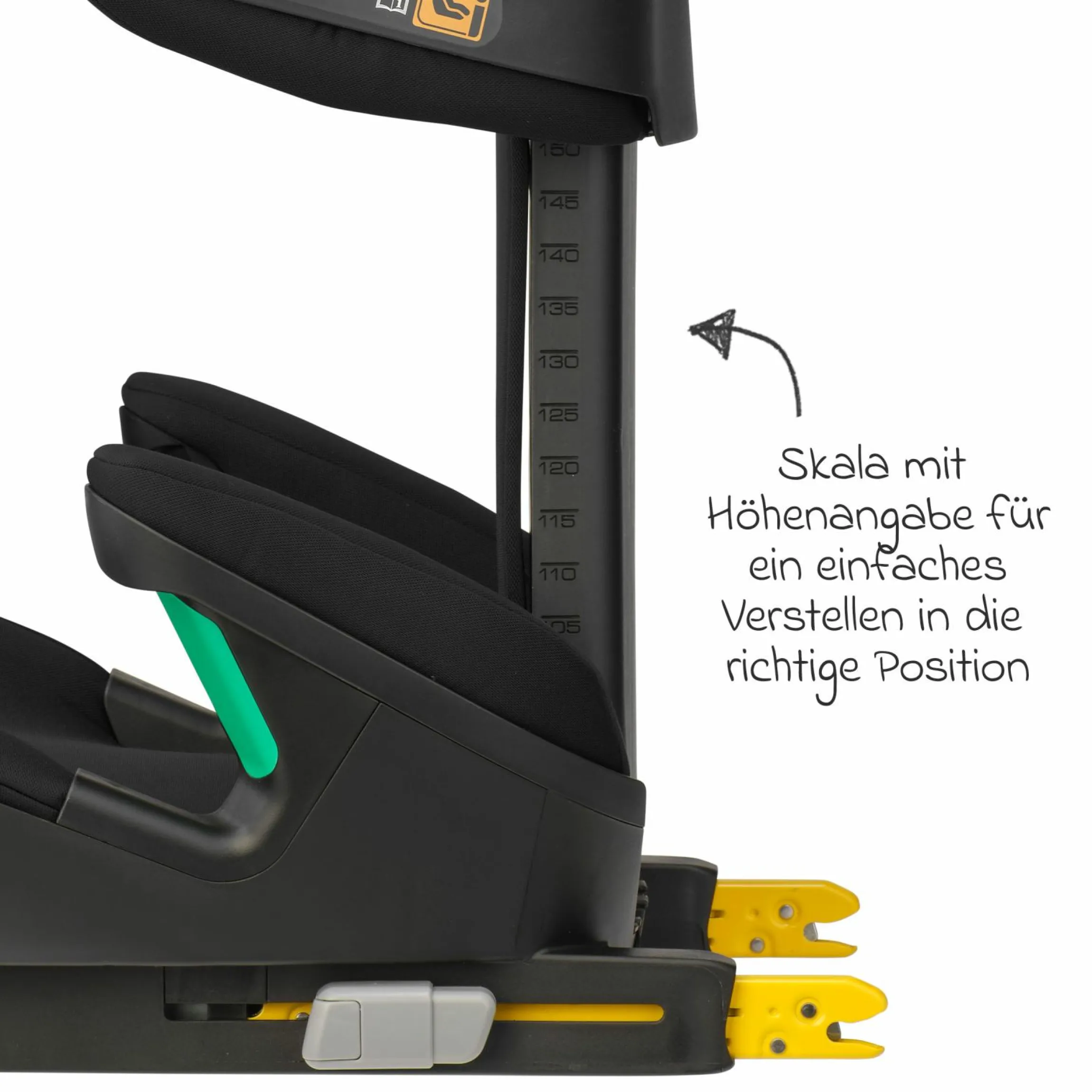 Kindersitz RodiFix M i-Size ab 3,5 Jahre - 12 Jahre (100 cm -150 cm (15-36 kg) mit G-Cell Seitenaufprallschutz & Isofix - Basic Black - Kollektion 2025