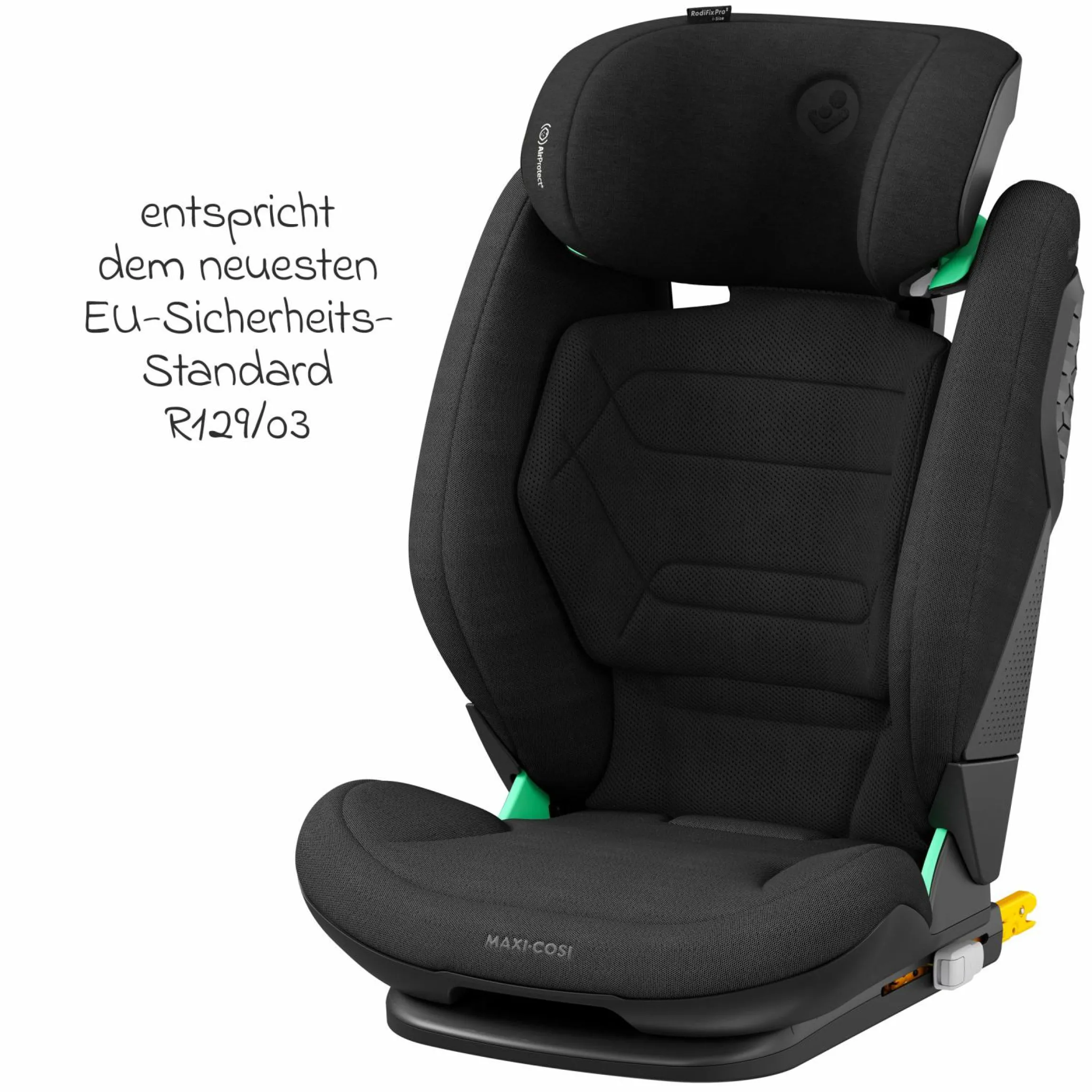 Kindersitz RodiFix Pro2 i-Size ab 3,5 Jahre - 12 Jahre (100 cm-150 cm) (15-36 kg) mit G-Cell Seitenaufprallschutz & Isofix - Authentic Black