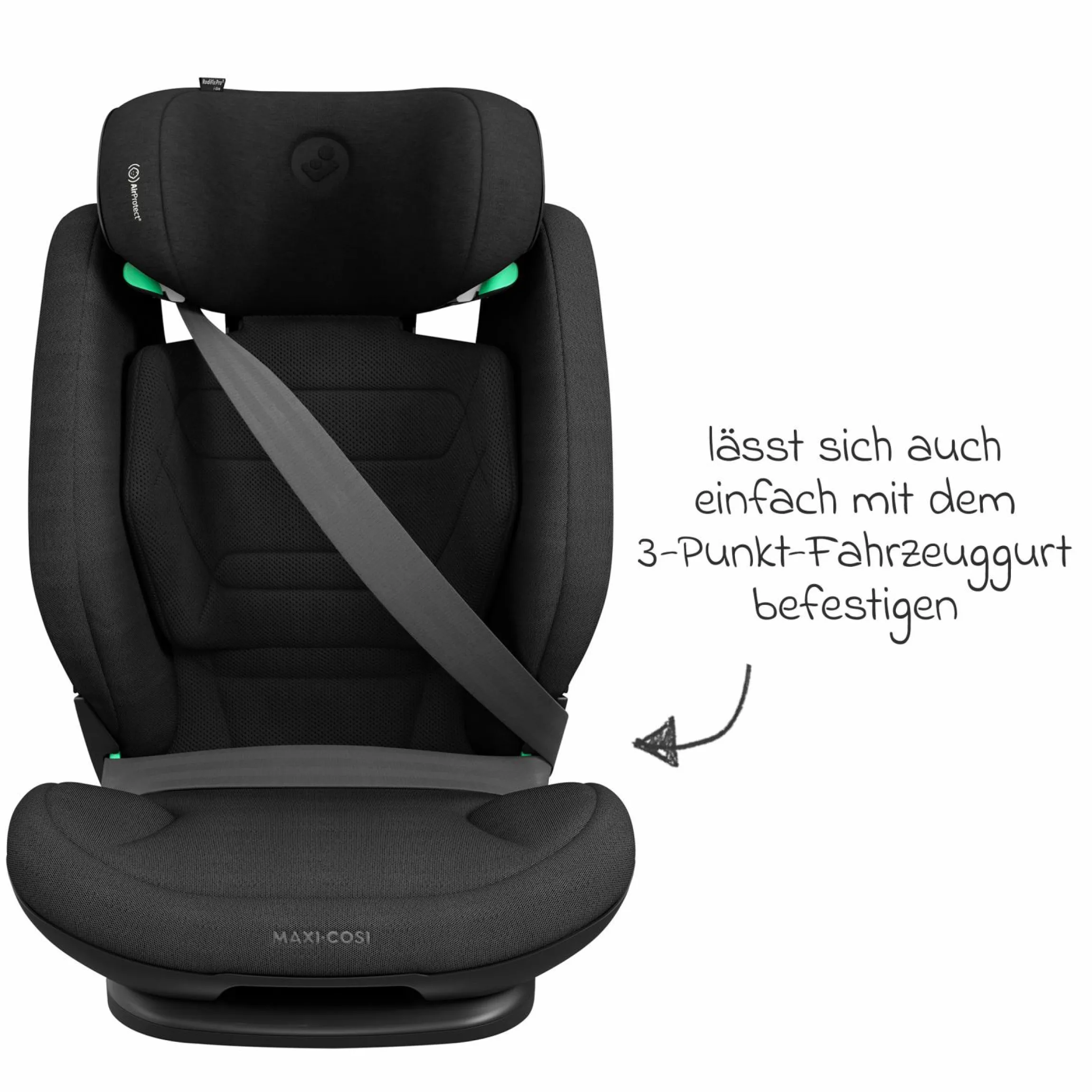 Kindersitz RodiFix Pro2 i-Size ab 3,5 Jahre - 12 Jahre (100 cm-150 cm) (15-36 kg) mit G-Cell Seitenaufprallschutz & Isofix - Authentic Black