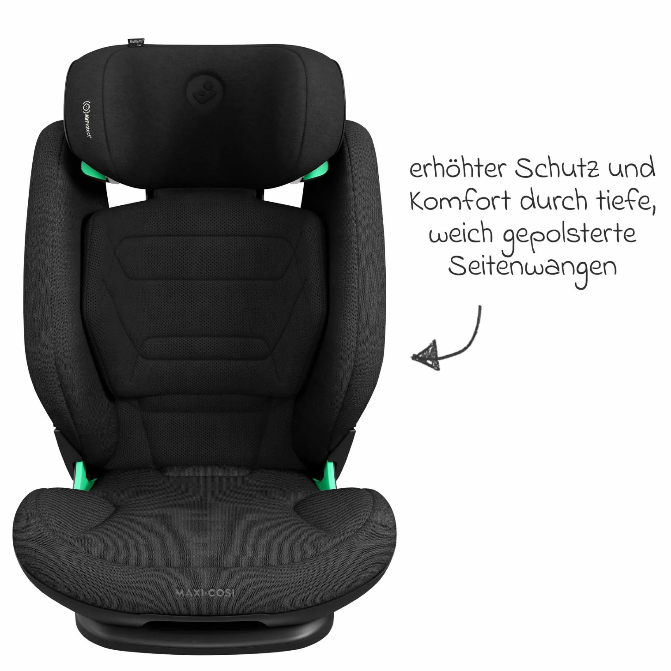 Kindersitz RodiFix Pro2 i-Size ab 3,5 Jahre - 12 Jahre (100 cm-150 cm) (15-36 kg) mit G-Cell Seitenaufprallschutz & Isofix - Authentic Black