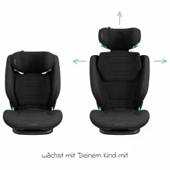 Kindersitz RodiFix Pro2 i-Size ab 3,5 Jahre - 12 Jahre (100 cm-150 cm) (15-36 kg) mit G-Cell Seitenaufprallschutz & Isofix - Authentic Black