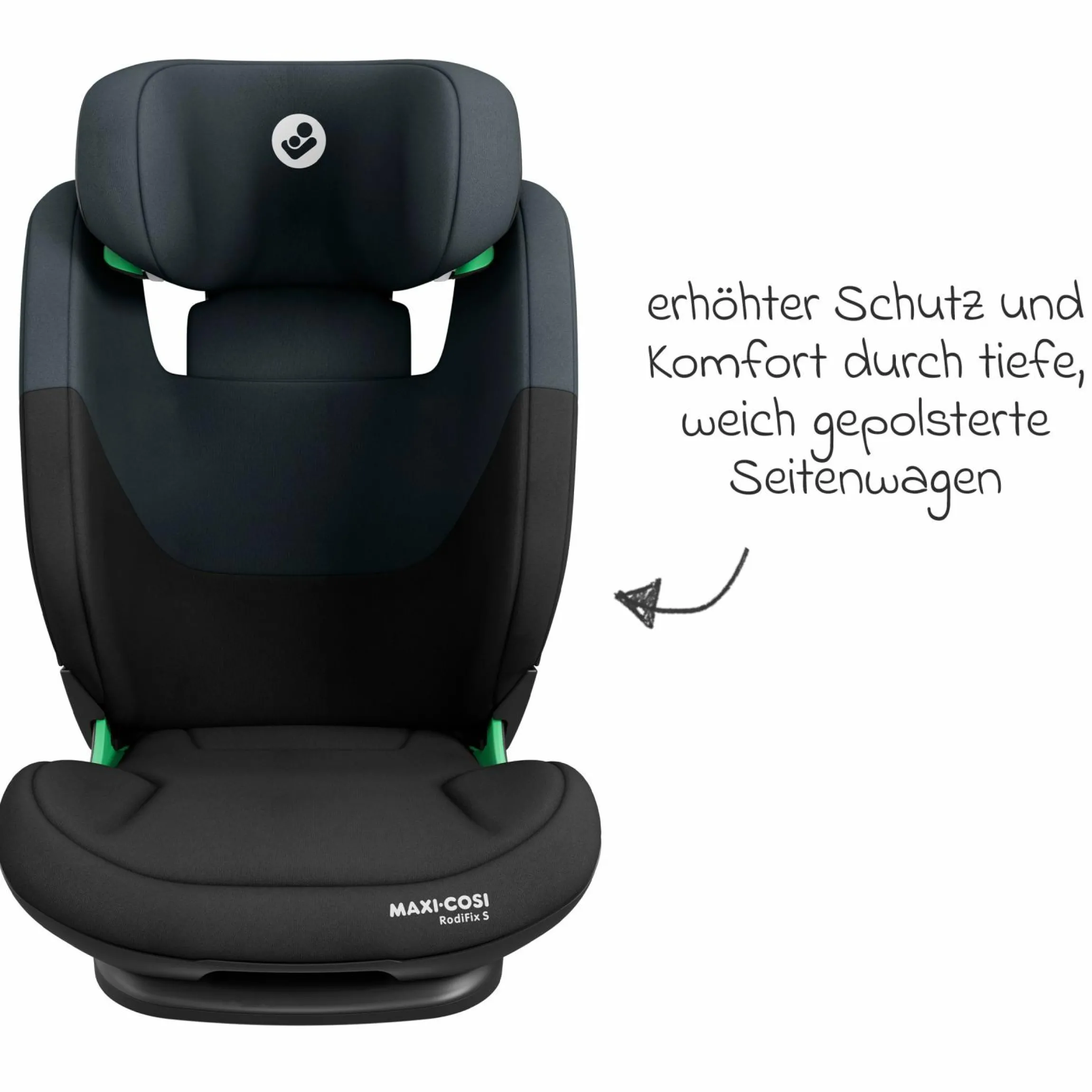 Kindersitz RodiFix S i-Size ab 3,5 Jahre - 12 Jahre (100 cm - 150 cm) (15-36 kg) mit G-Cell Seitenaufprallschutz & Isofix - Tonal Black