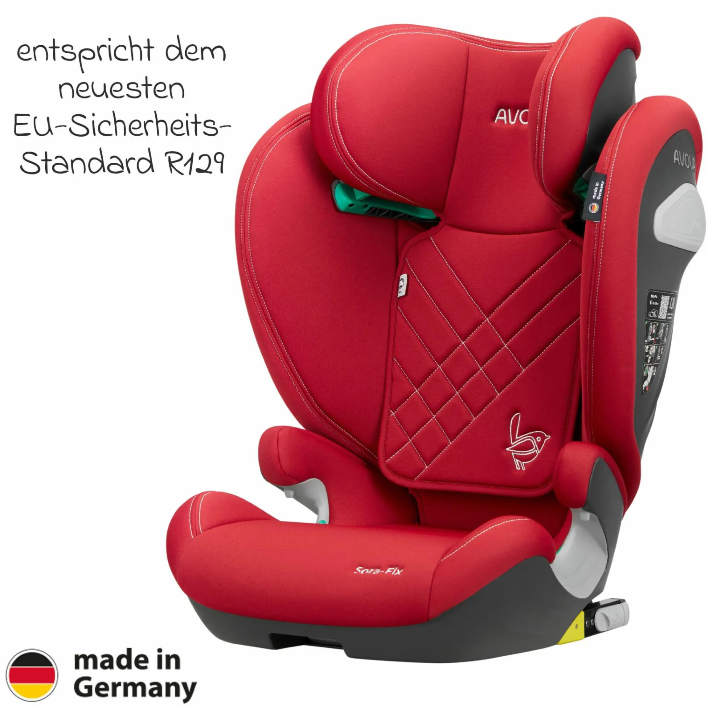 Kindersitz Sora-Fix i-Size ab 3,5 Jahre - 12 Jahre (100 cm - 150 cm) mit Isofix nur 5,5 kg - Maple Red