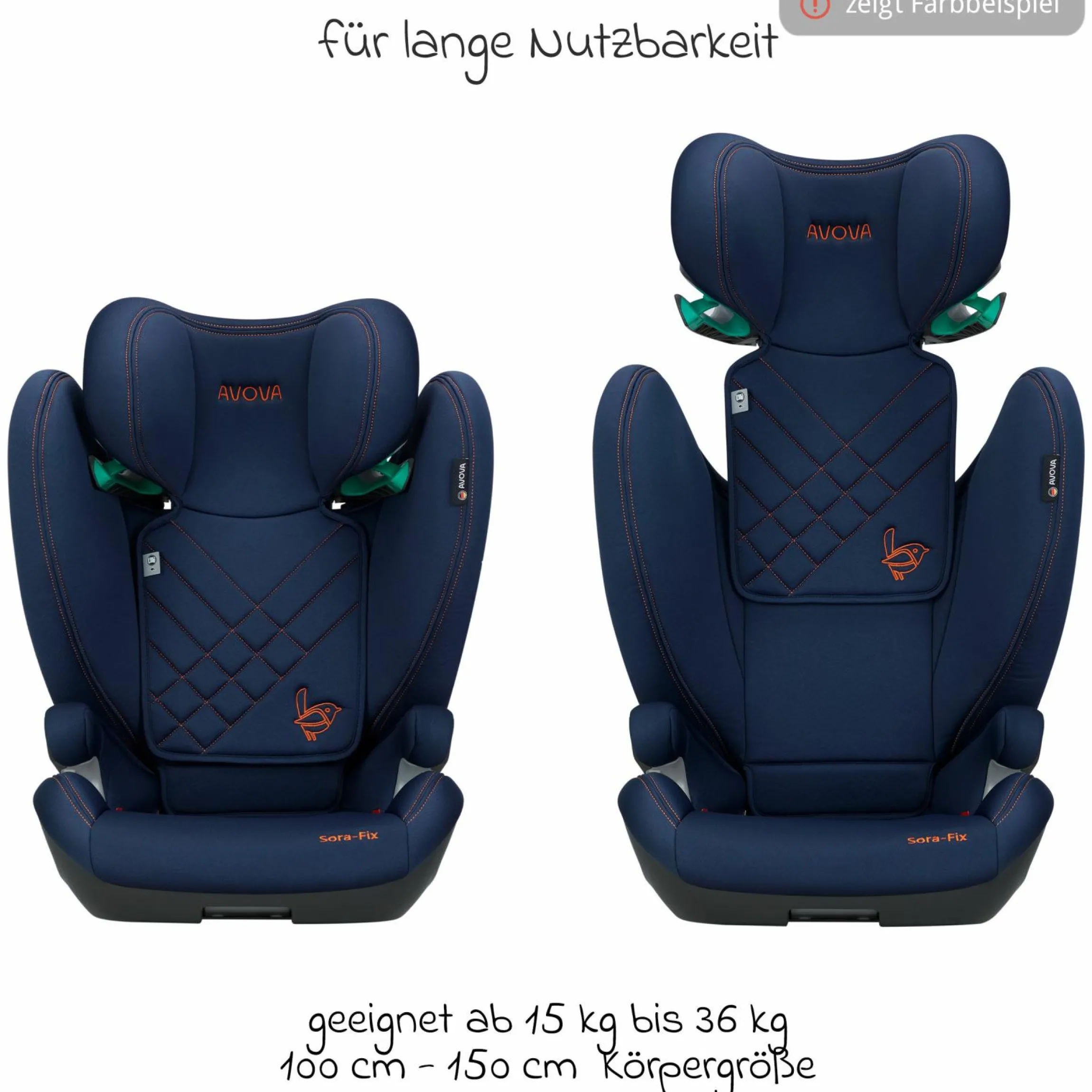 Kindersitz Sora-Fix i-Size ab 3,5 Jahre - 12 Jahre (100 cm - 150 cm) mit Isofix nur 5,5 kg - Lila