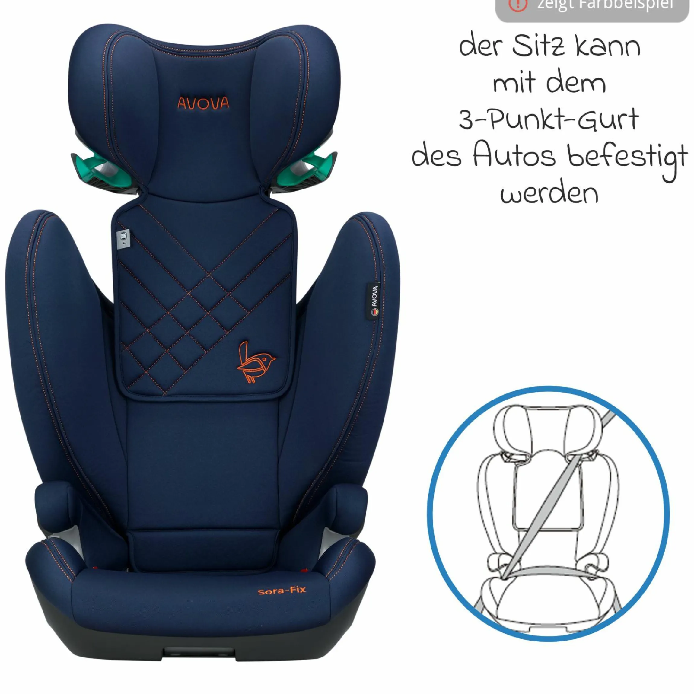 Kindersitz Sora-Fix i-Size ab 3,5 Jahre - 12 Jahre (100 cm - 150 cm) mit Isofix nur 5,5 kg - Lila