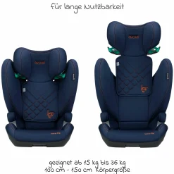 Kindersitz Sora-Fix i-Size ab 3,5 Jahre - 12 Jahre (100 cm - 150 cm) mit Isofix nur 5,5 kg - River Blue