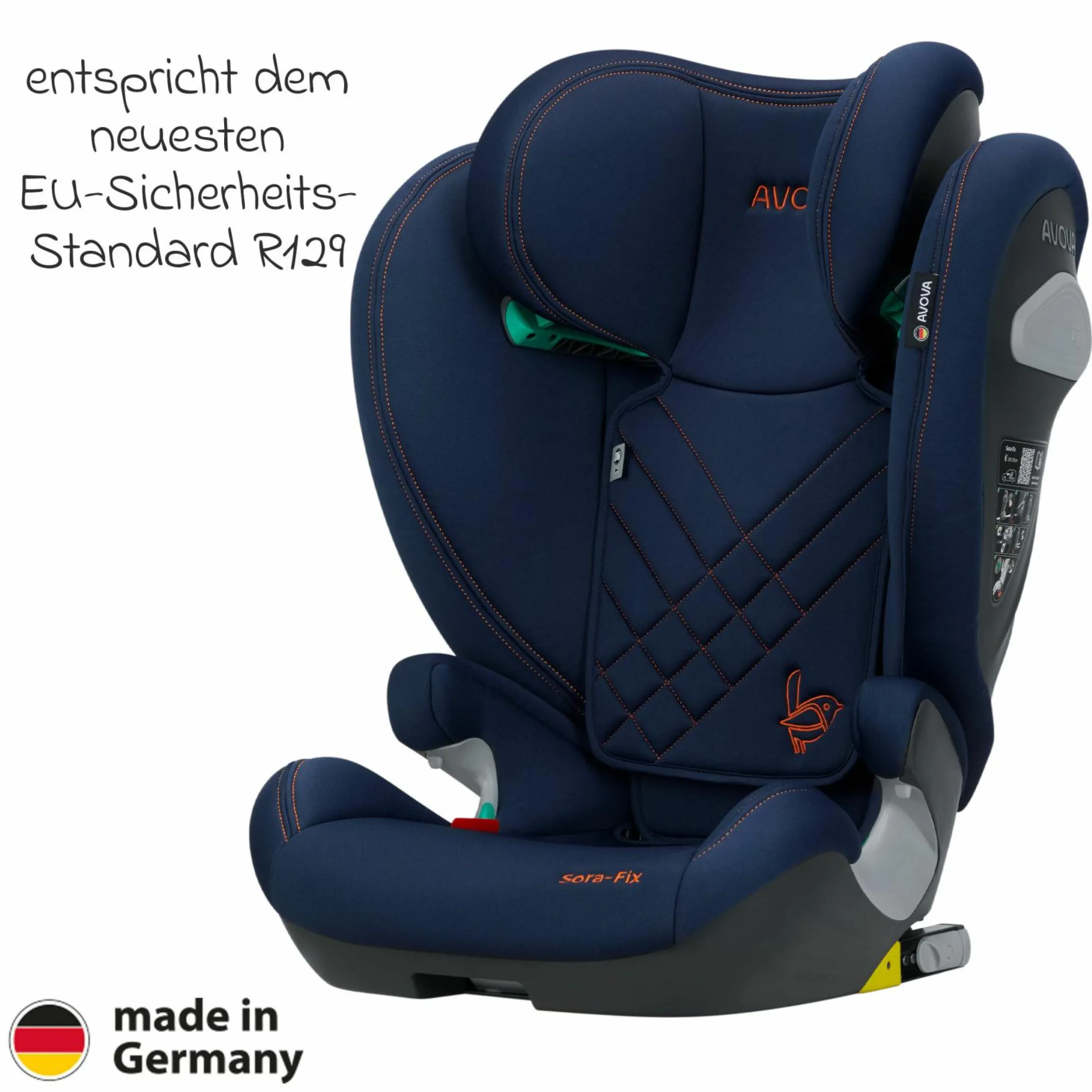 Kindersitz Sora-Fix i-Size ab 3,5 Jahre - 12 Jahre (100 cm - 150 cm) mit Isofix nur 5,5 kg - River Blue