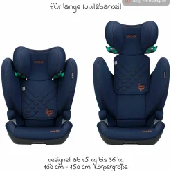 Kindersitz Sora-Fix i-Size ab 3,5 Jahre - 12 Jahre (100 cm - 150 cm) mit Isofix nur 5,5 kg - Lime Green