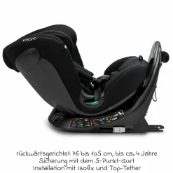 Kindersitz Taos 360 midi 15 Monate - 12 Jahre (76 cm - 150 cm) drehbar inkl. Isofix-Basis & Toptether - Black - Kollektion 2025