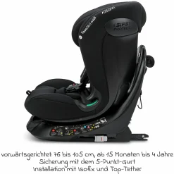 Kindersitz Taos 360 midi 15 Monate - 12 Jahre (76 cm - 150 cm) drehbar inkl. Isofix-Basis & Toptether - Black - Kollektion 2025