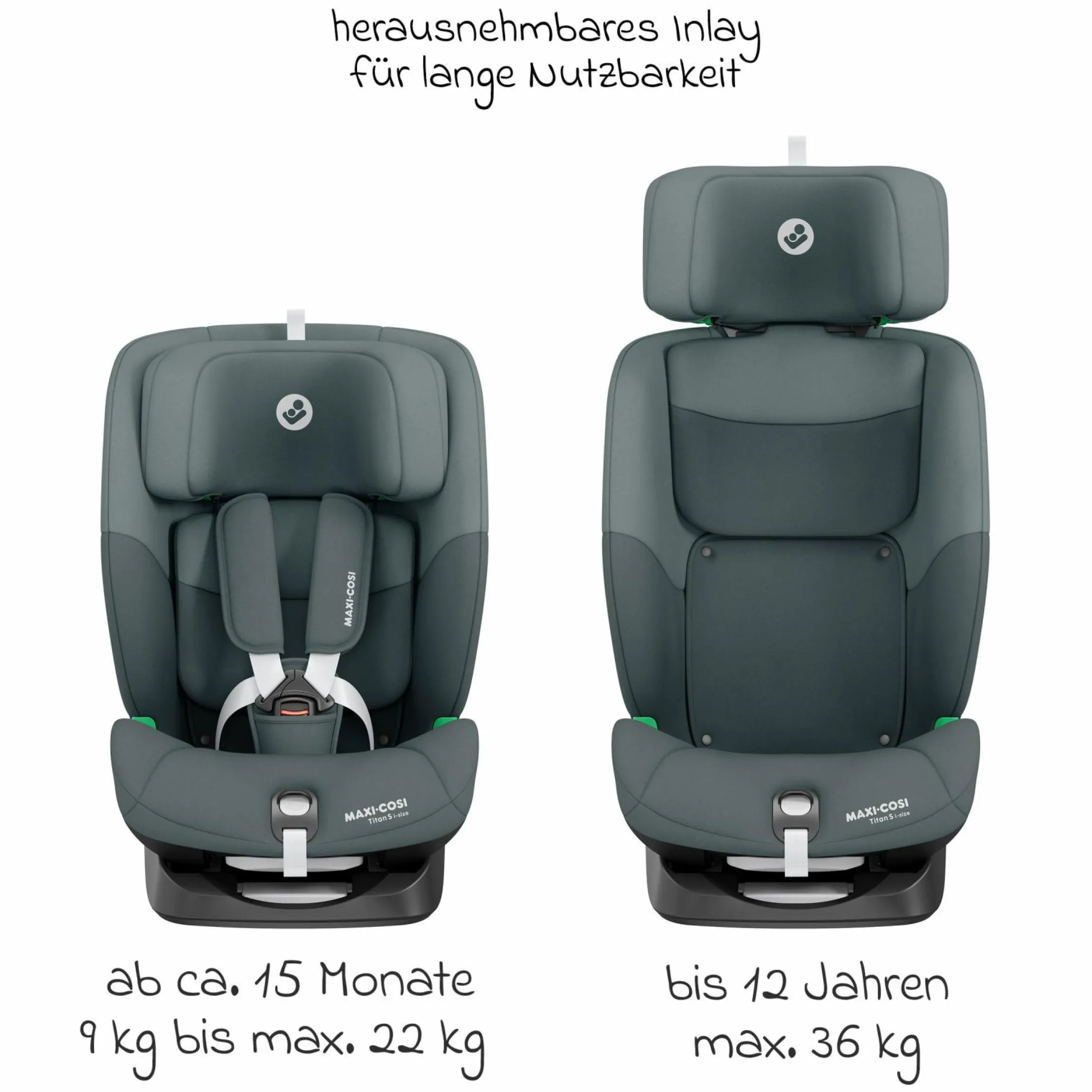 Kindersitz Titan S i-Size ab 15 Monate - 12 Jahre (76 cm - 150 cm) mit G-Cell Seitenaufpralltechnologie mit Isofix & Top Tether - Tonal Graphite - Kollektion 2025