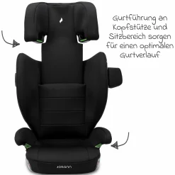 Kindersitz Volpo SP ab 3 Jahre - 12 Jahre (100 cm - 150 cm) Befestigung mit Fahrzeuggurt - Black - Kollektion 2025