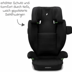 Kindersitz Volpo SP ab 3 Jahre - 12 Jahre (100 cm - 150 cm) Befestigung mit Fahrzeuggurt - Black - Kollektion 2025