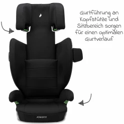 Kindersitz Volpo SP Isofix ab 3 Jahre - 12 Jahre (100 cm - 150 cm) mit Isofix - Black - Kollektion 2025