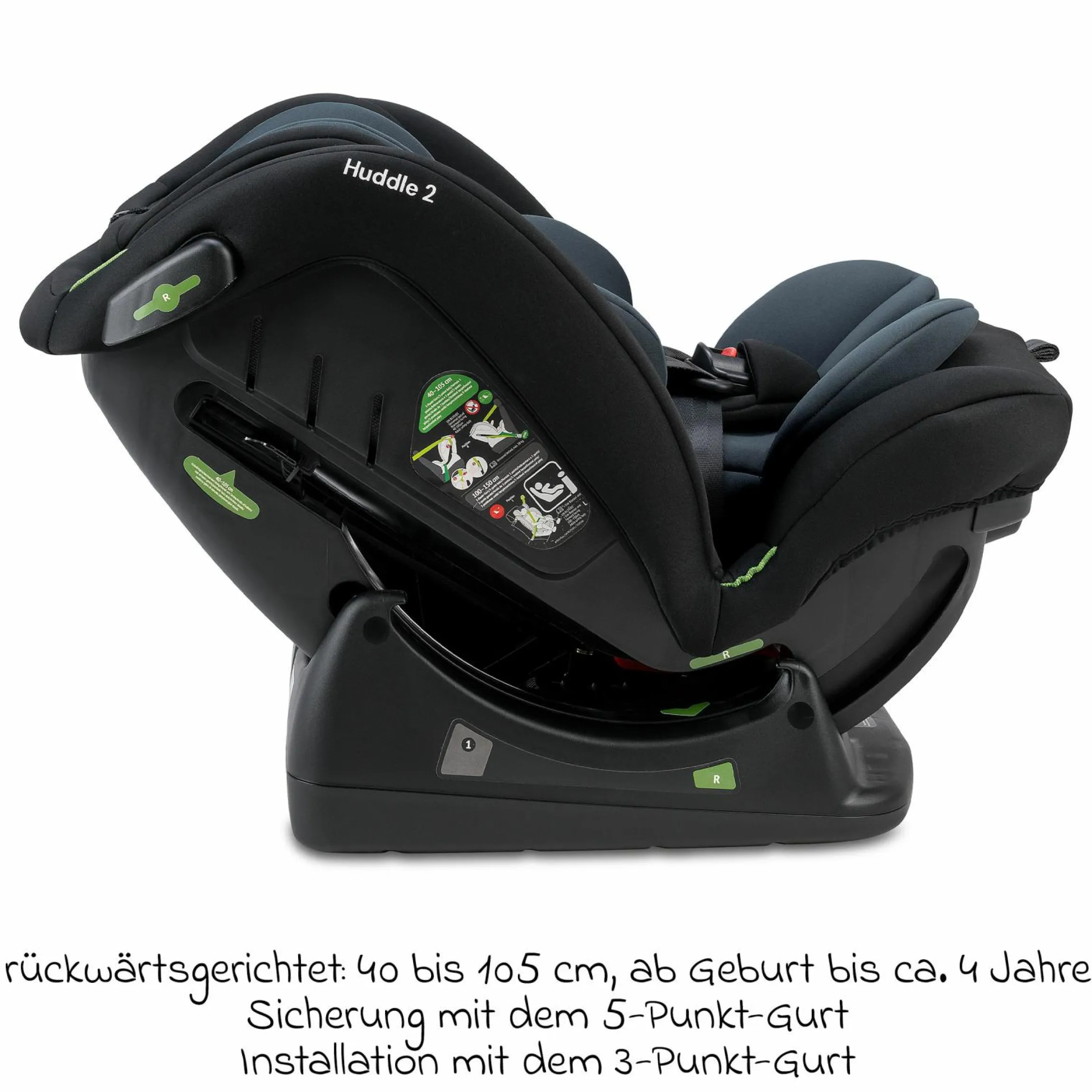 Kindersitz-Reboarder Huddle 2 i-Size ab Geburt -12 Jahre (40 cm - 150 cm) Befestigung mit Fahrzeuggurt - Nero - Kollektion 2025