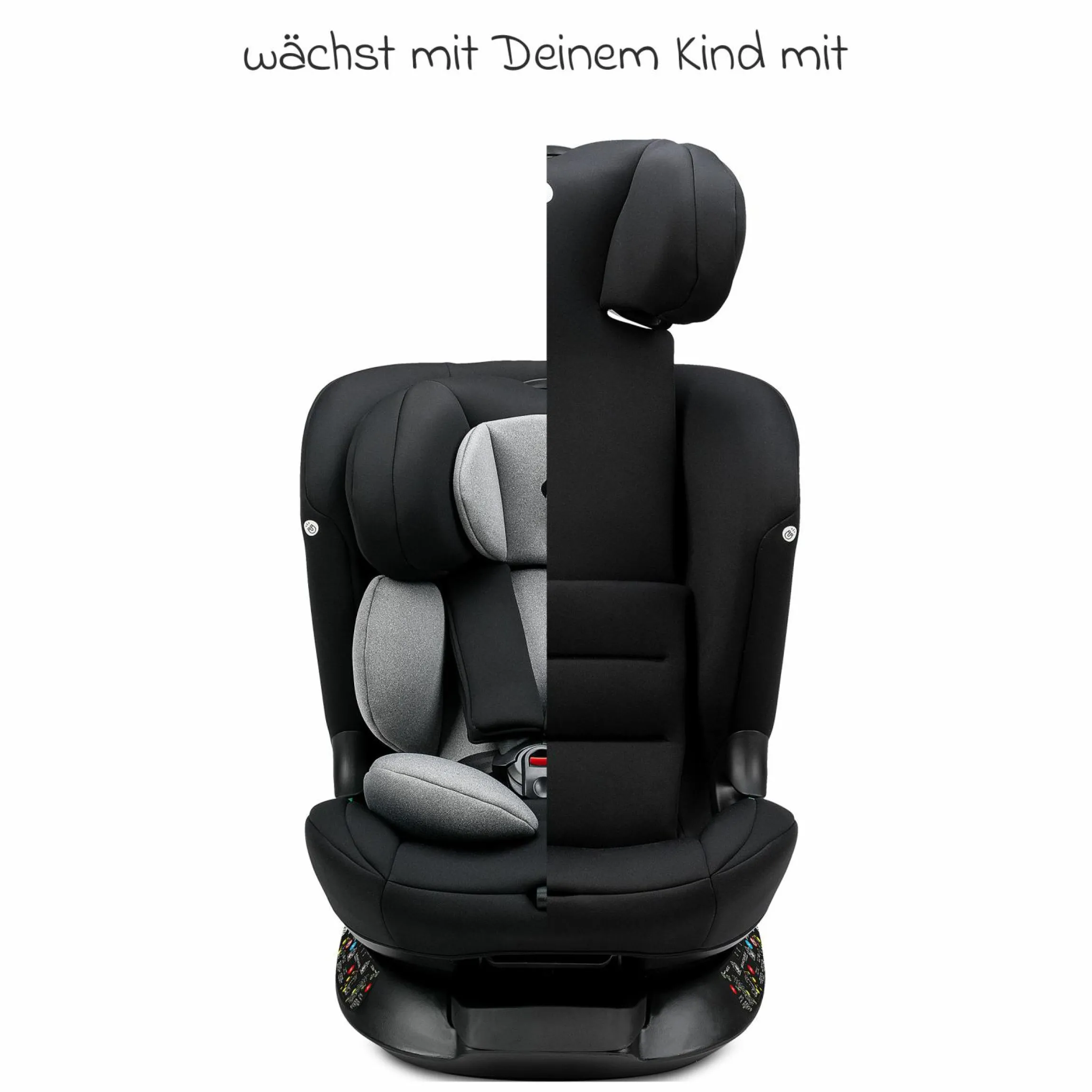 Kindersitz-Reboarder Taos 360 ab Geburt - 12 Jahre (40 cm - 150 cm) drehbar inkl. Isofix-Basis & Top-Tether - Grey Melange - Kollektion 2025