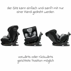 Kindersitz-Reboarder Taos 360 ab Geburt - 12 Jahre (40 cm - 150 cm) drehbar inkl. Isofix-Basis & Top-Tether - Grey Melange - Kollektion 2025