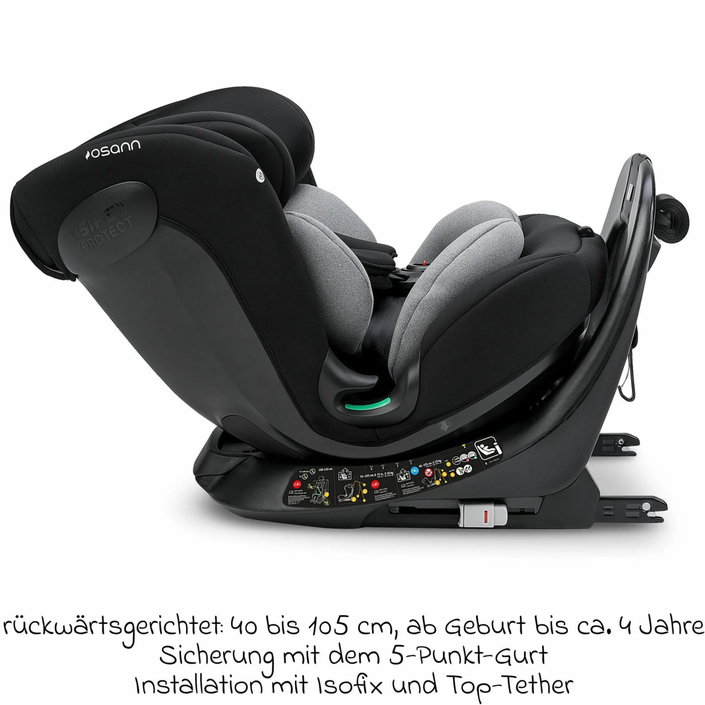 Kindersitz-Reboarder Taos 360 ab Geburt - 12 Jahre (40 cm - 150 cm) drehbar inkl. Isofix-Basis & Top-Tether - Grey Melange - Kollektion 2025