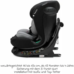 Kindersitz-Reboarder Taos 360 ab Geburt - 12 Jahre (40 cm - 150 cm) drehbar inkl. Isofix-Basis & Top-Tether - Grey Melange - Kollektion 2025