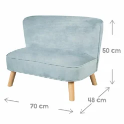 Kindersofa gepolster, mit Samtstoff bezogen - Lil Sofa - Hellblau Sky