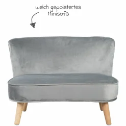 Kindersofa gepolster, mit Samtstoff bezogen - Lil Sofa - Silbergrau