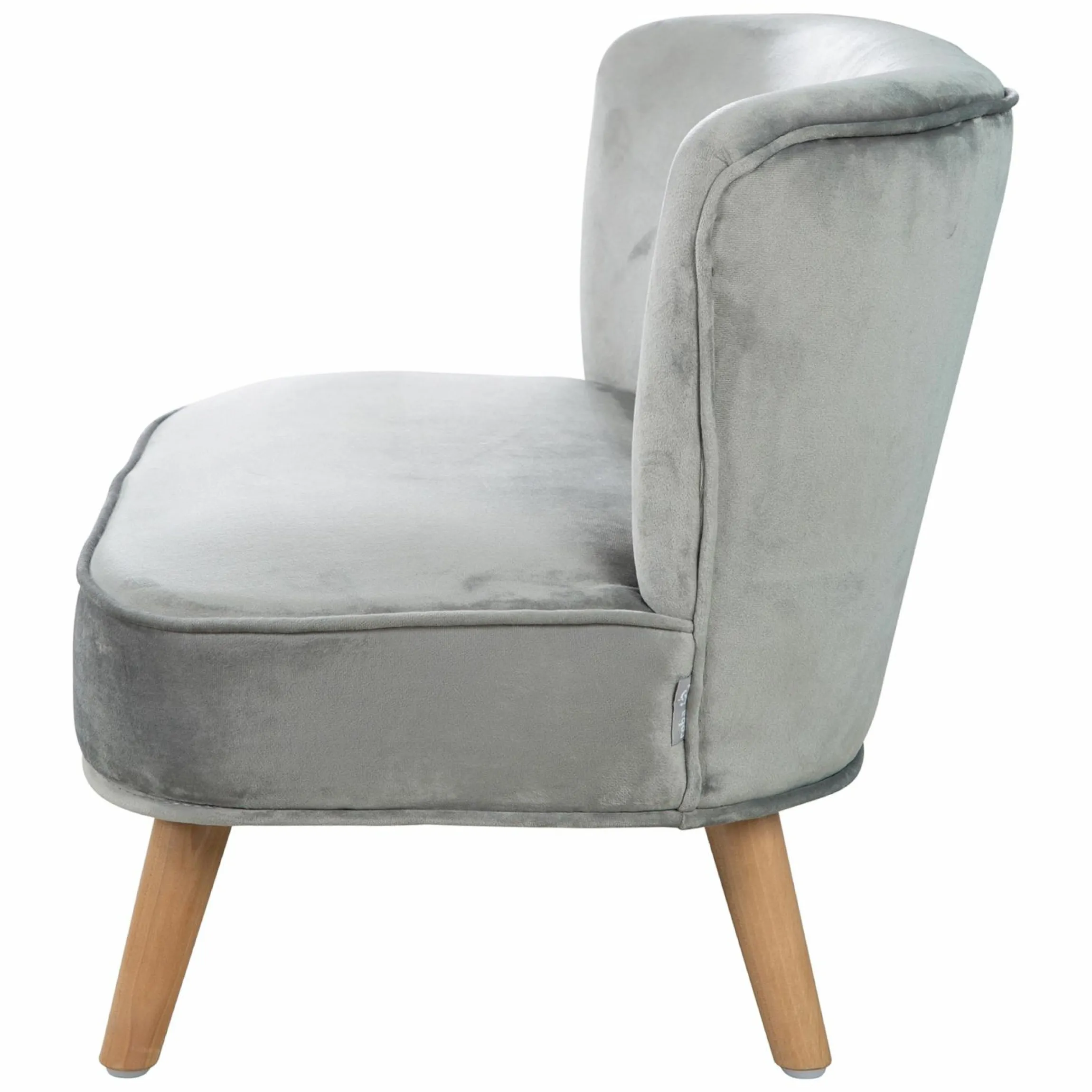 Kindersofa gepolster, mit Samtstoff bezogen - Lil Sofa - Silbergrau