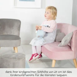 Kindersofa gepolster, mit Samtstoff bezogen - Lil Sofa - Rosa Mauve