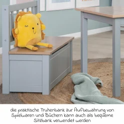 Kindertruhenbank mit aufklappbarer Sitzfläche und Dämpfungsbeschlag - Woody - Natur Taupe