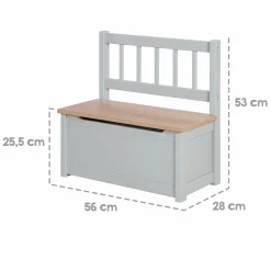 Kindertruhenbank mit aufklappbarer Sitzfläche und Dämpfungsbeschlag - Woody - Natur Taupe