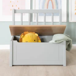 Kindertruhenbank mit aufklappbarer Sitzfläche und Dämpfungsbeschlag - Woody - Natur Taupe