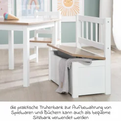 Kindertruhenbank mit aufklappbarer Sitzfläche und Dämpfungsbeschlag - Woody - Natur Weiß