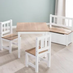 Kindertruhenbank mit aufklappbarer Sitzfläche und Dämpfungsbeschlag - Woody - Natur Weiß