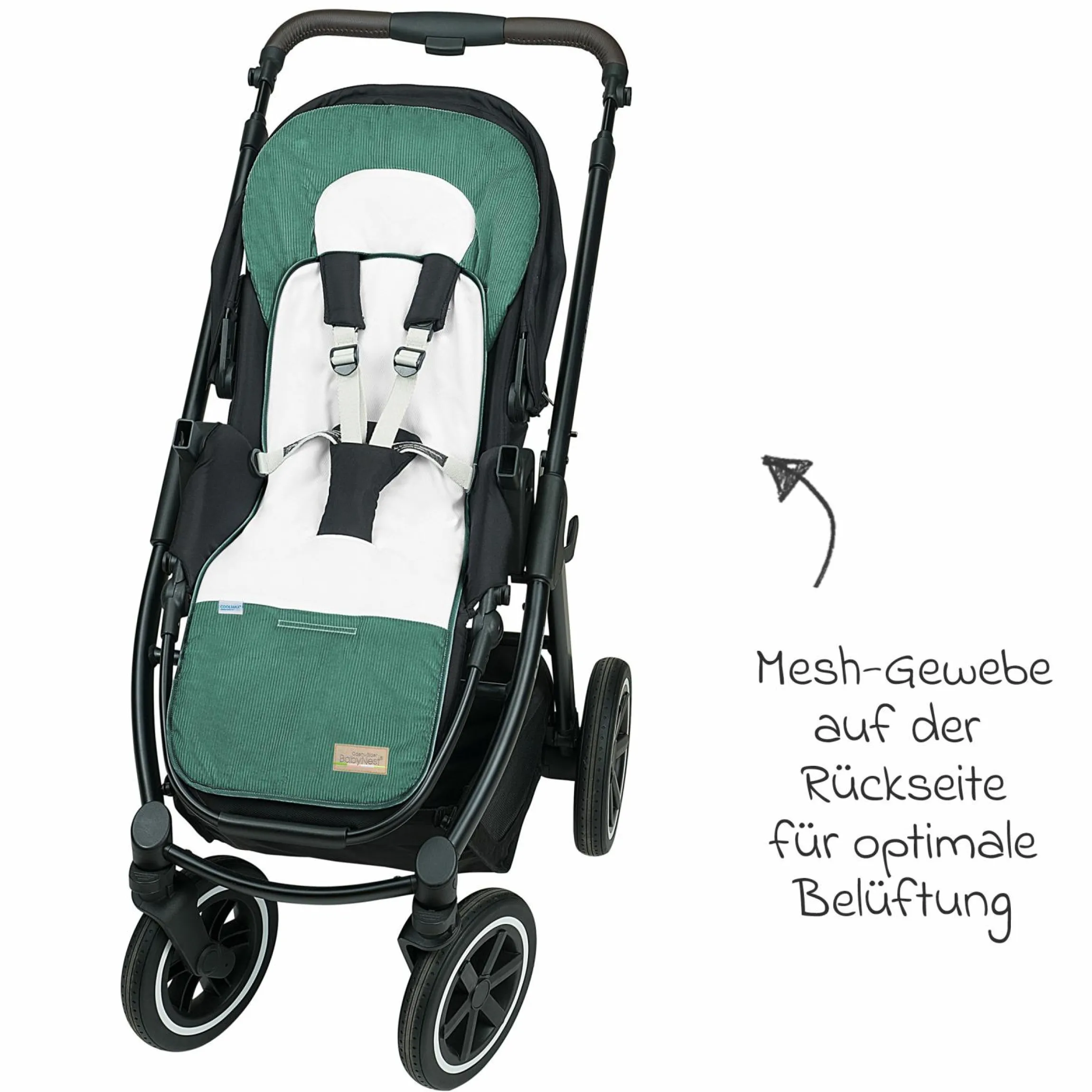 Kinderwagen-Auflage Babycool für ein angenehmes Sitzgefühl - Cool Cord - Eucalyptus - Kollektion 2024