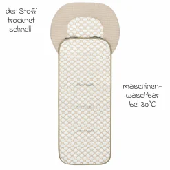 Kinderwagen-Auflage mit iceberg-4D-Gewebe - kühlend für ein angenehmes Sitzgefühl - Sand - Kollektion 2024