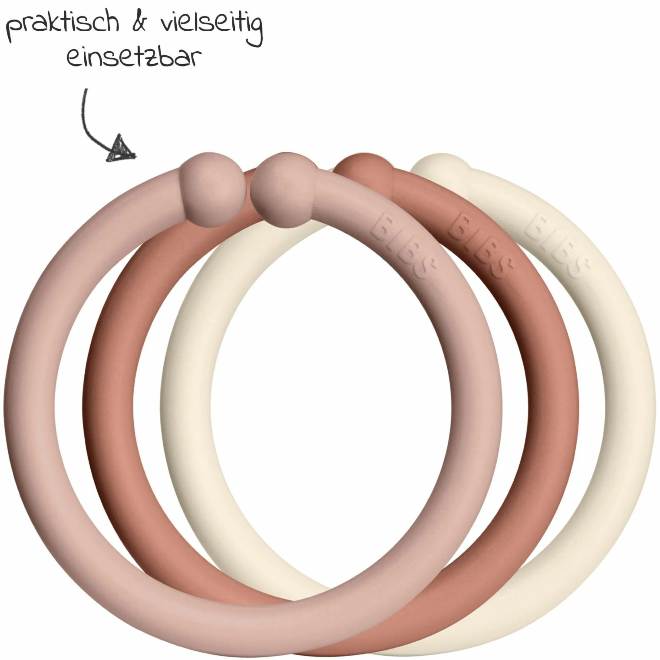 Kinderwagenkette - Loops 12er Pack - Blush / Woodchuck / Ivory
