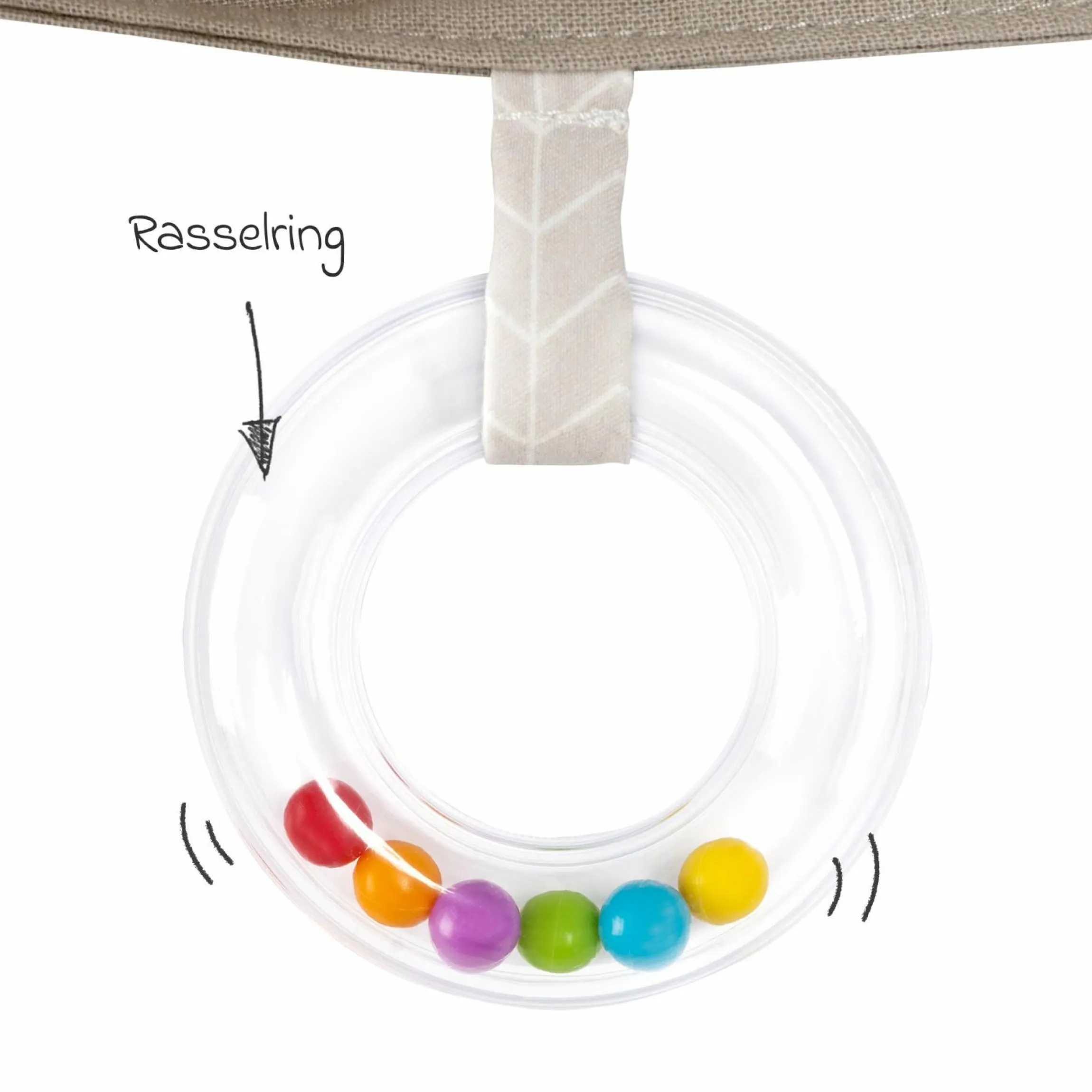 Kinderwagenkette mit Rassel & Quietsche - Esel & Schaf
