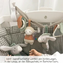Kinderwagenkette mit Rassel & Quietsche - Esel & Schaf