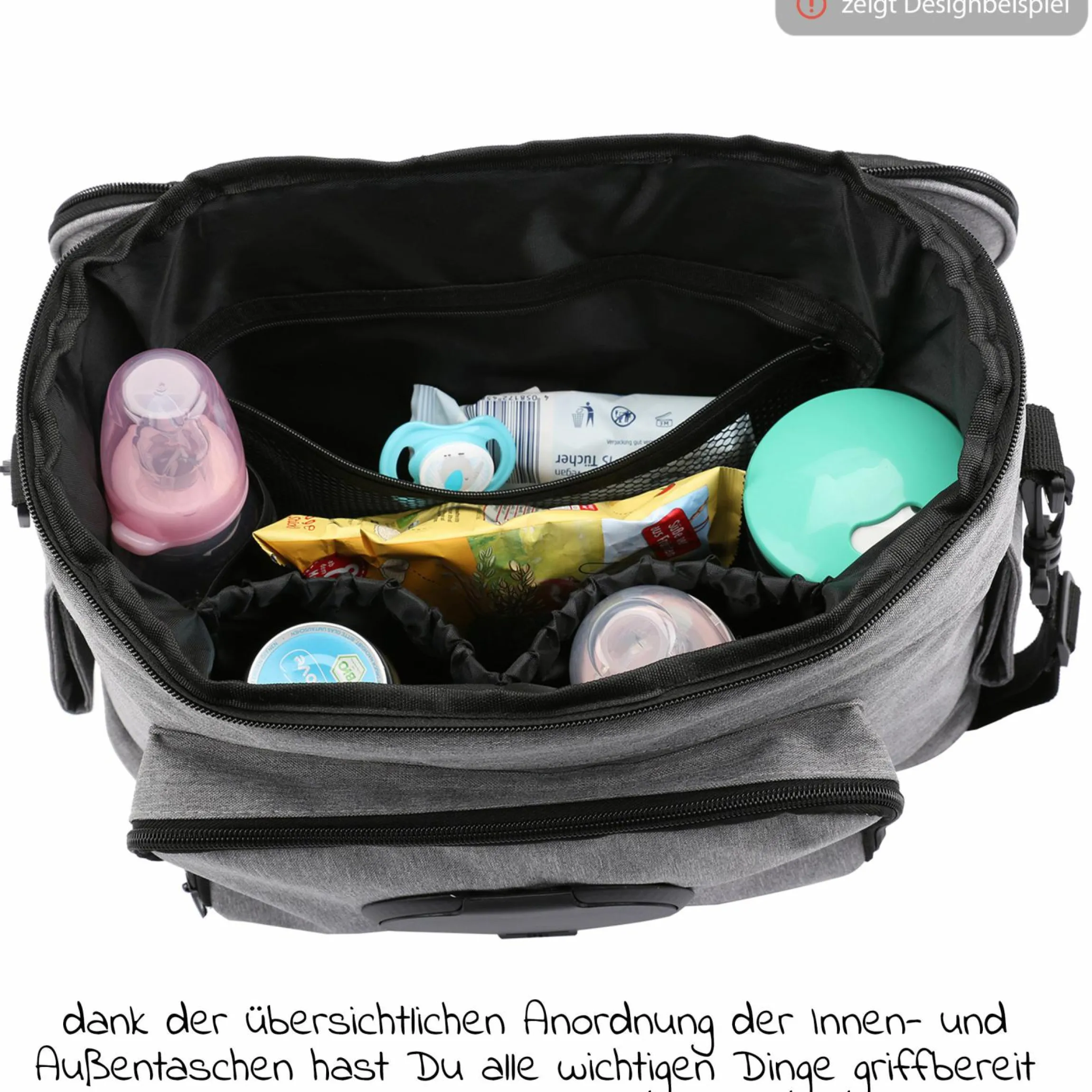 Kinderwagen-Organizer BO 300 mit Schultergurt & Wickelunterlage - Grey