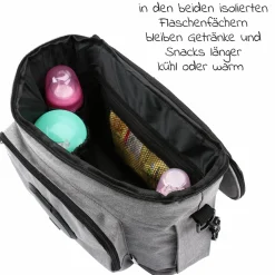 Kinderwagen-Organizer BO 300 mit Schultergurt & Wickelunterlage - Grey