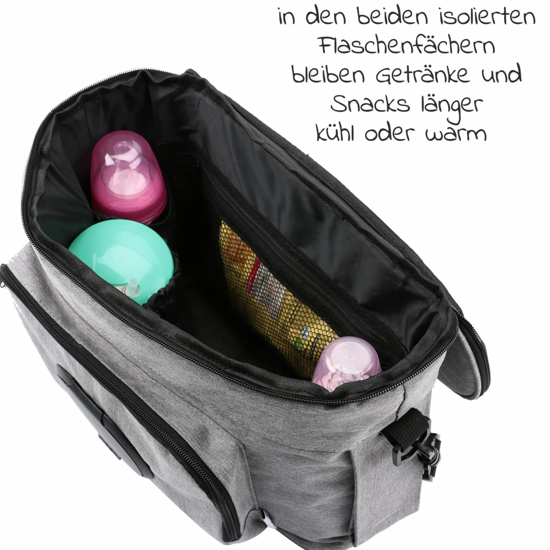 Kinderwagen-Organizer BO 300 mit Schultergurt & Wickelunterlage - Grey