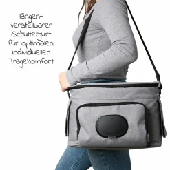 Kinderwagen-Organizer BO 300 mit Schultergurt & Wickelunterlage - Grey