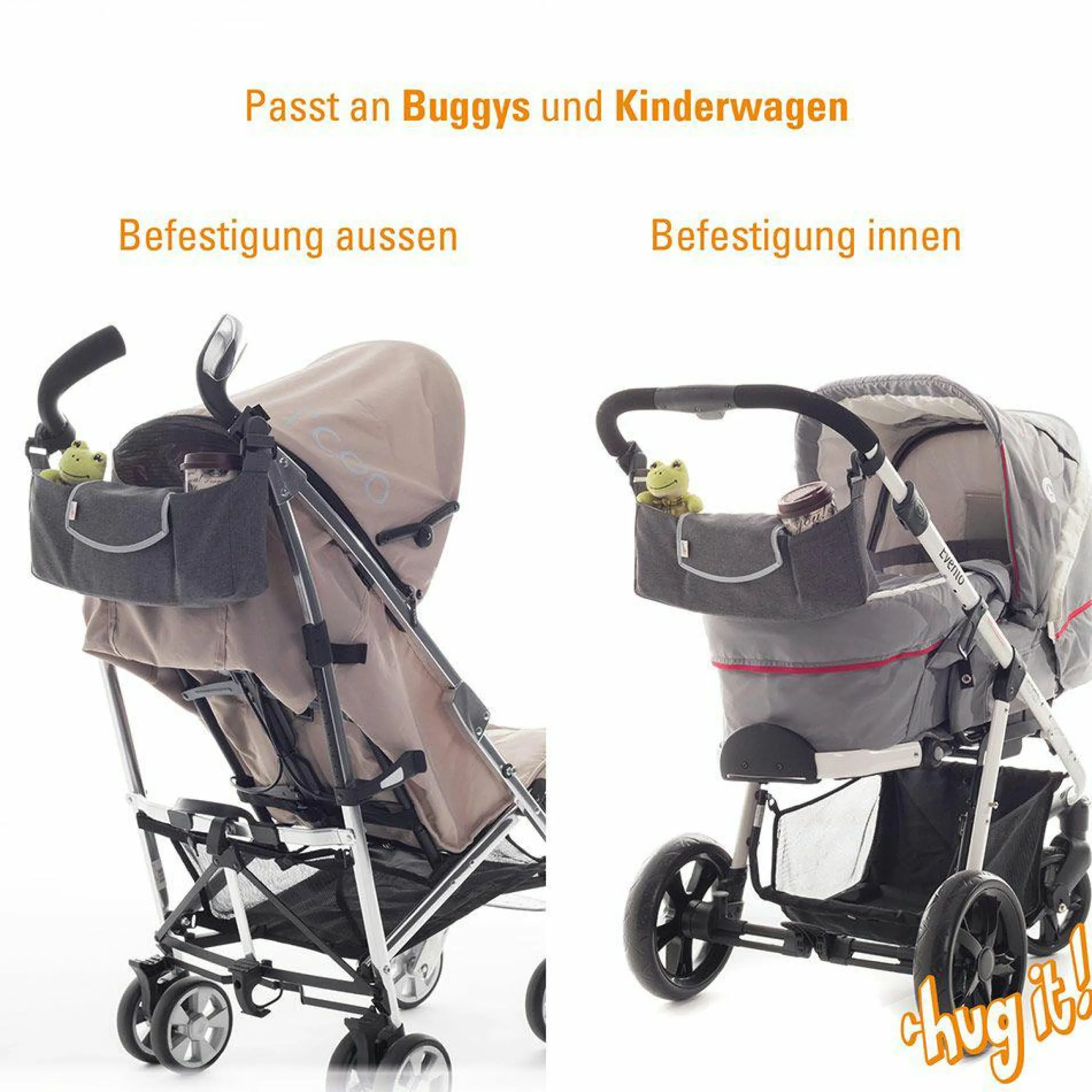 Kinderwagen-Organizer Hug it! Universal + Befestigungssystem