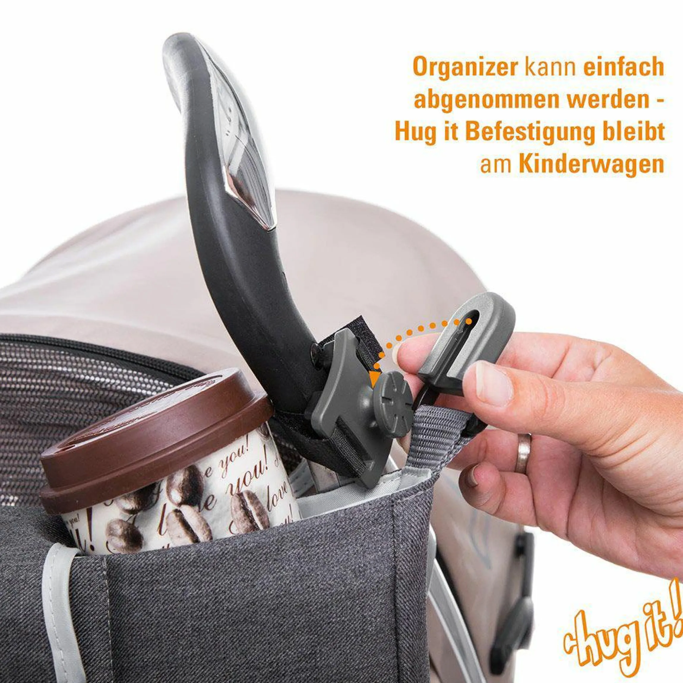 Kinderwagen-Organizer Hug it! Universal + Befestigungssystem