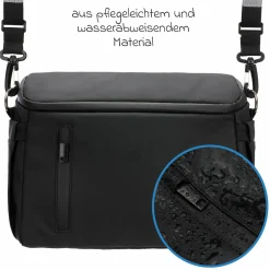 Kinderwagen-Organizer Larvik mit viel Stauraum inkl. Wickelauflage, Flaschenhalter, Umhängegurt & Befestigungshaken - Black